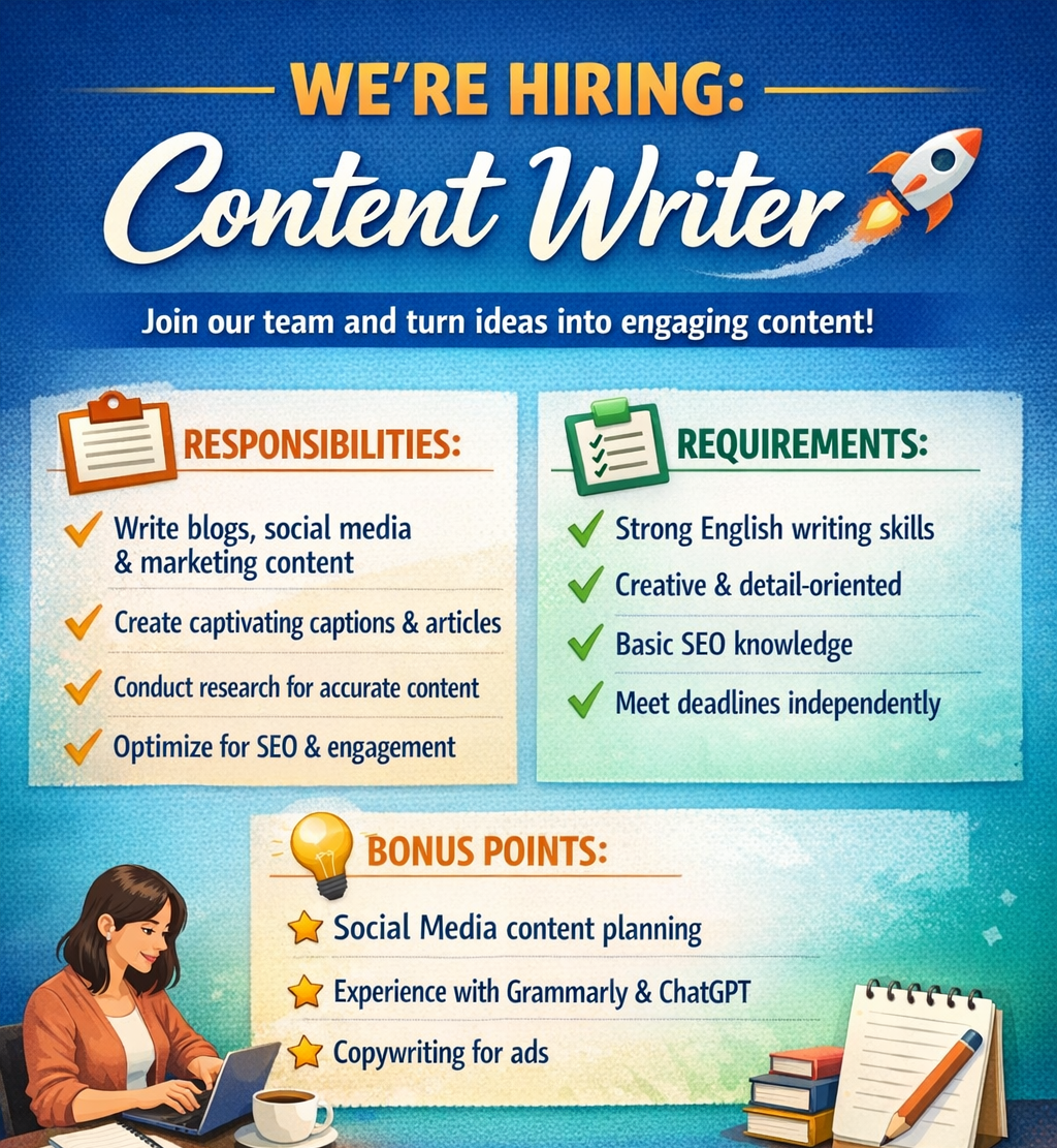 ✍️ WE’RE HIRING: Content Writer 🚀